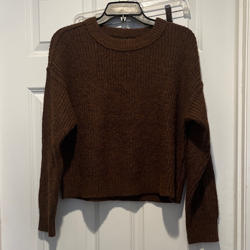 American Eagle Outfitters Dark Brown Crew Neck Sweater